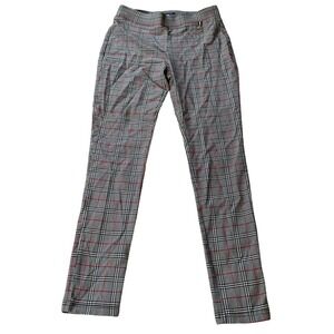 Tommy Hilfiger Womens Plaid Pull On Dress Pants Red Black White Slim Leg Size 4